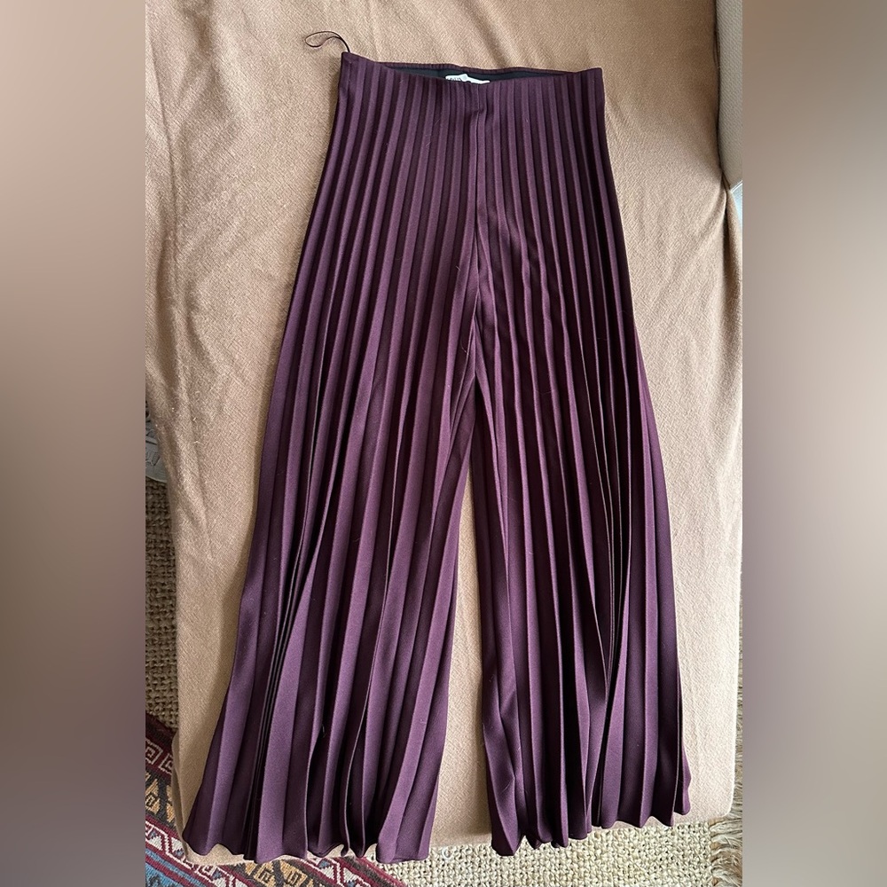 Zara Maroon Wide Leg Pants - medium
